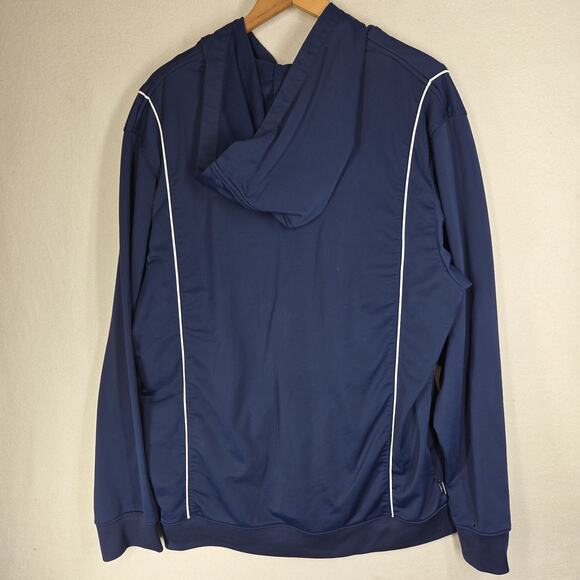 Vtg Nike Mens Hoodie Full Zip Jacket XL Navy Blue Long Sleeve Y2k Gym Training - Picture 2 of 16